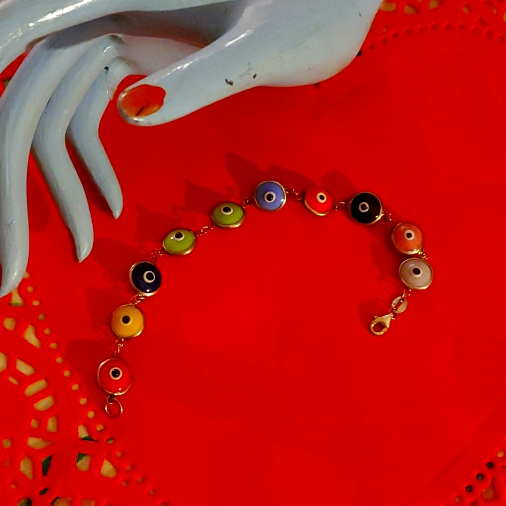 Sterling silver evil eye bracelet